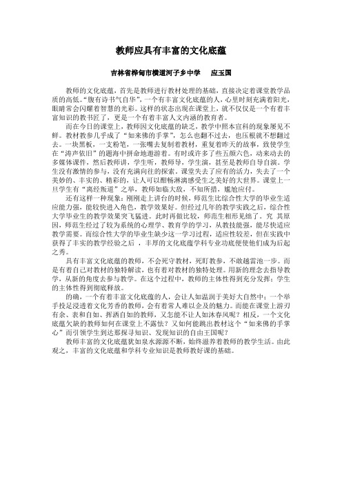 教师应具有丰富的文化底蕴