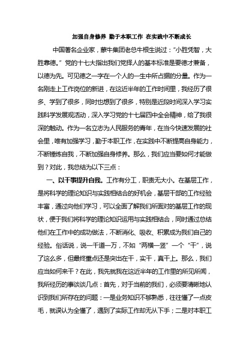加强自身修养 勤于本职工作 在实践中不断成长