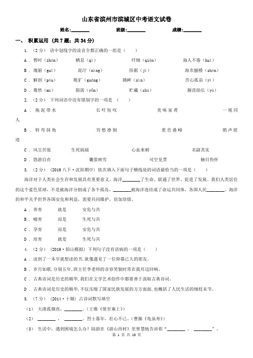 山东省滨州市滨城区中考语文试卷