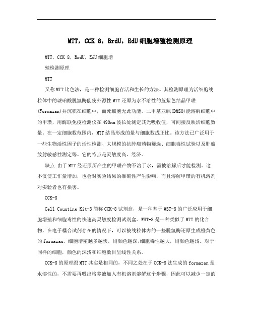 MTT,CCK 8,BrdU,EdU细胞增殖检测原理