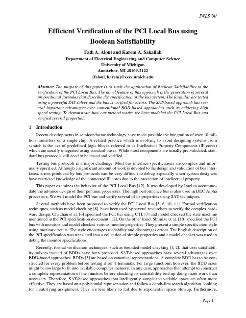Efficient verification of the PCI local bus using boolean satisfiability