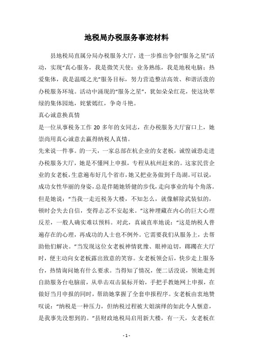 地税局办税服务事迹材料