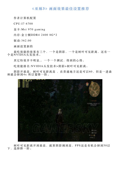 《巫师3》画面效果最佳设置推荐