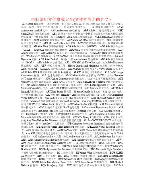 电脑常用文件格式大全