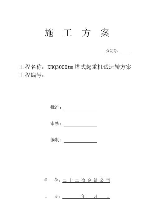 DBQ3000tm塔式起重机试运转方案