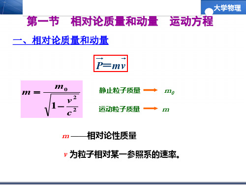 最好的大学物理课件_相对论质量和动量运动方程讲解