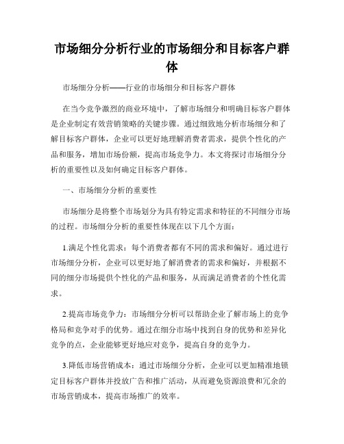 市场细分分析行业的市场细分和目标客户群体