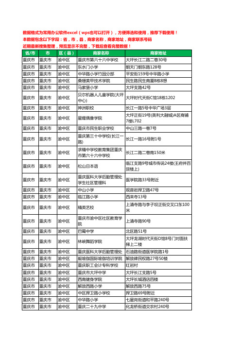2020新版重庆市重庆市渝中区学校工商企业公司商家名录名单黄页联系电话号码地址大全133家