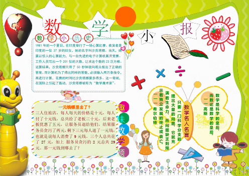 小学数学小报A3手抄报模板9