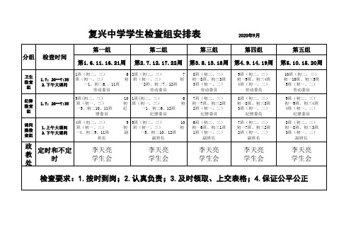 学校常规检查安排表