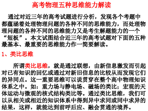 高考物理五种思维能力解读精选课件