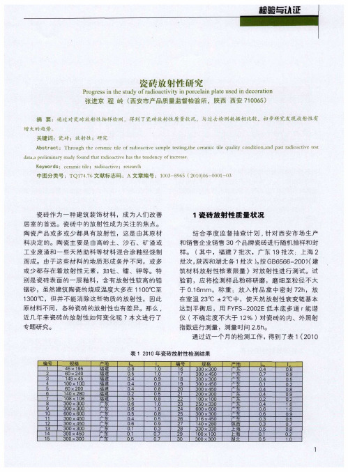 瓷砖放射性研究