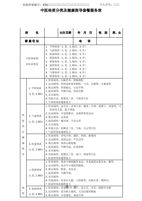 中医体质问卷(含老年人33项及非老年人66项)-10页精选文档