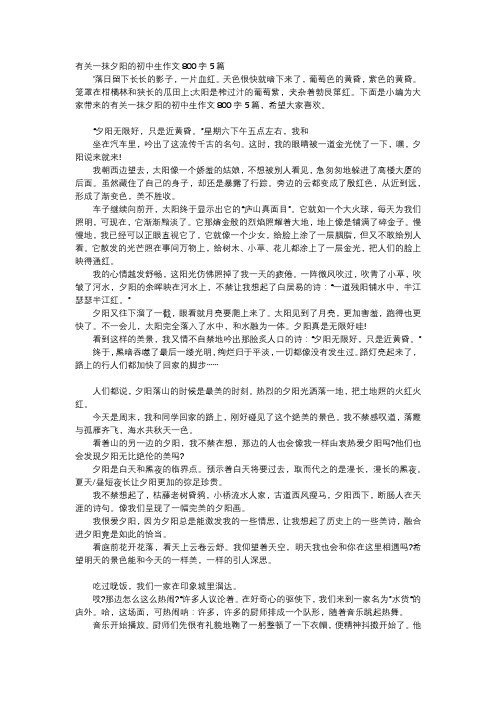初中作文-有关一抹夕阳的初中生作文800字5篇