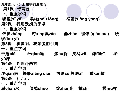 九年级下生字词