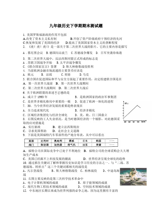 九年级历史下学期期末测试题4