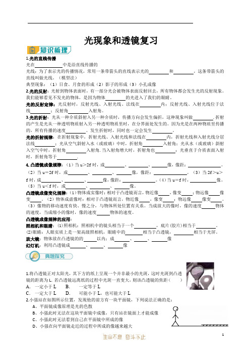 光现象和透镜中考复习
