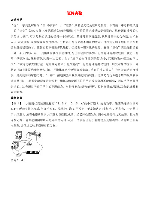 中考物理专题复习资料 证伪实验(2021-2022学年)
