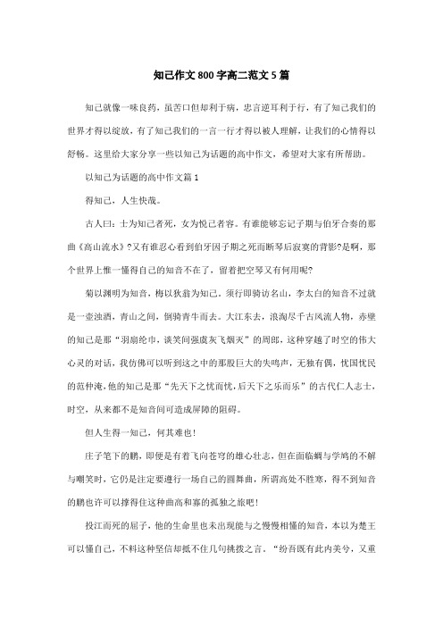 知己作文800字高二范文5篇