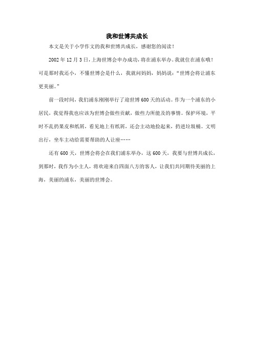 我和世博共成长_小学作文