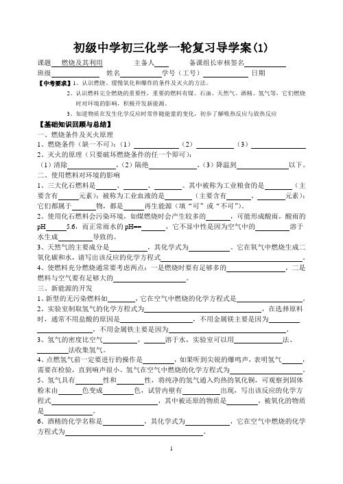 初三化学一轮复习导学案(1)