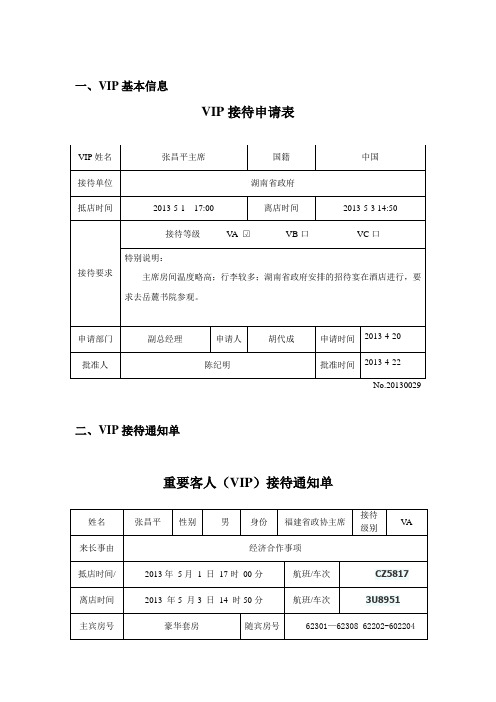 酒店接待VIP文案  示范
