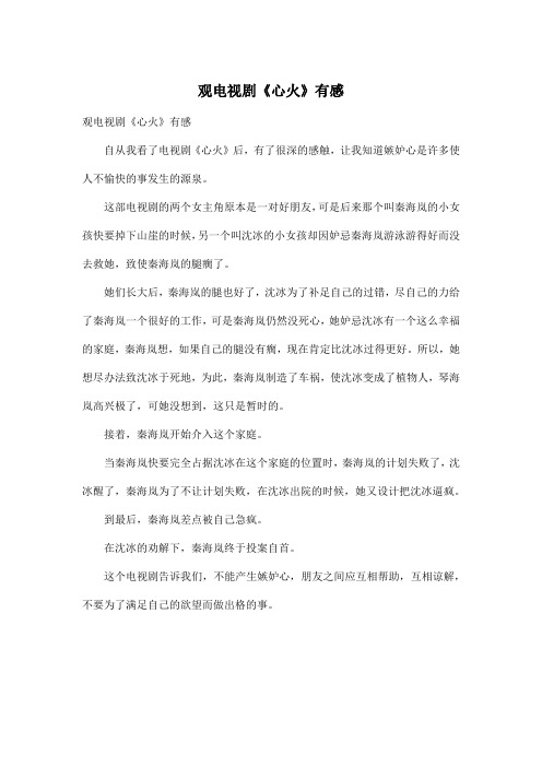 观电视剧《心火》有感_小学六年级作文400字