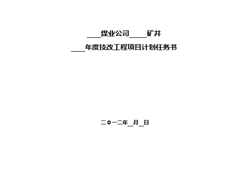 煤矿技改工程项目计划任务书范文