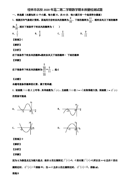 桂林市名校2020年高二第二学期数学期末质量检测试题含解析