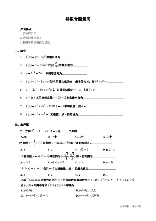 人教版高三数学《导数》专题复习资料