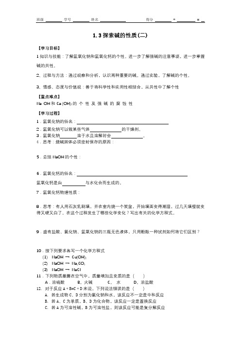 1.3探索碱的性质(二)