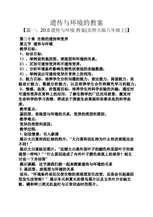 遗传与环境的教案