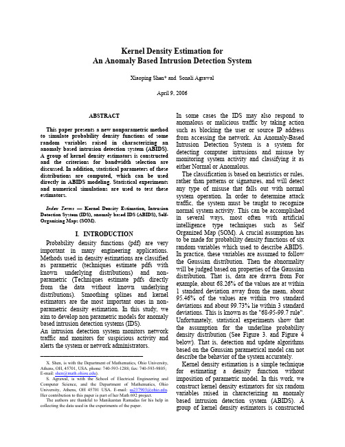 Kernel Density Estimation for An Anomaly Based Intrusion Detection System