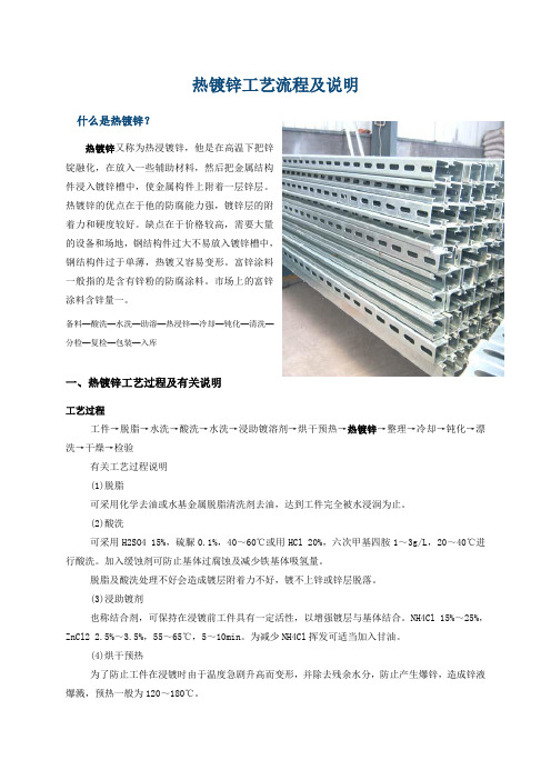 热镀锌工艺流程及说明
