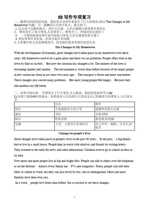江苏用译林版八年级下册英语复习作文专项练习(含答案)