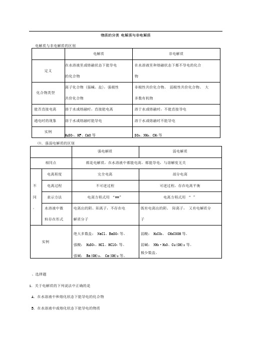 物质的分类电解质与非电解质