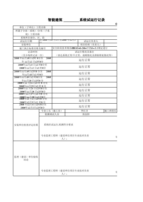 系统试运行记录