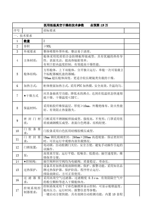 医用低温真空干燥柜技术参数总预算19万