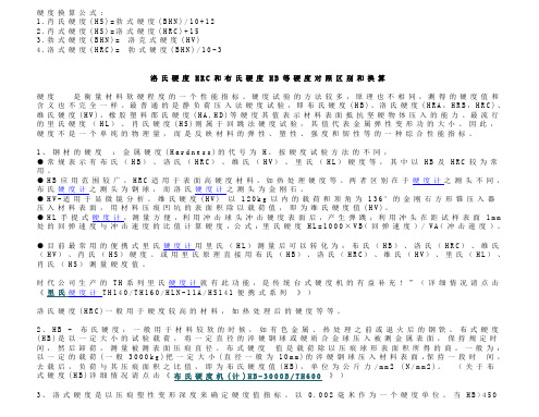 HB-HV-HRC各种硬度换算表