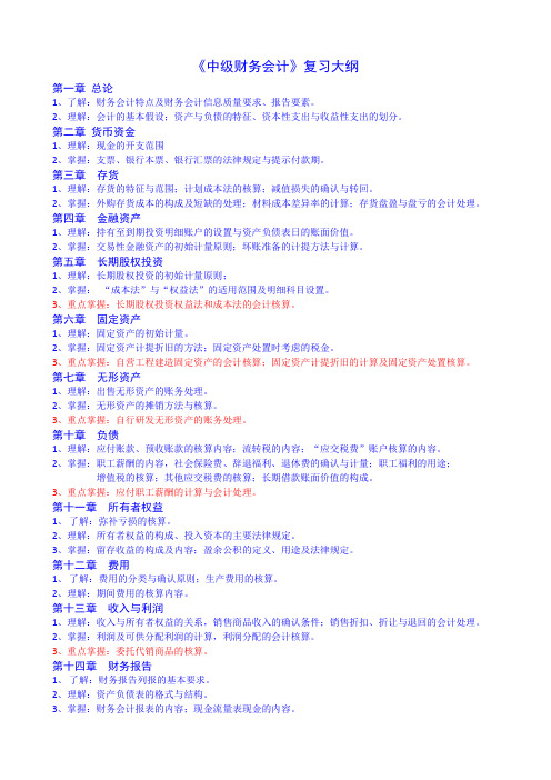中级财务会计复习大纲