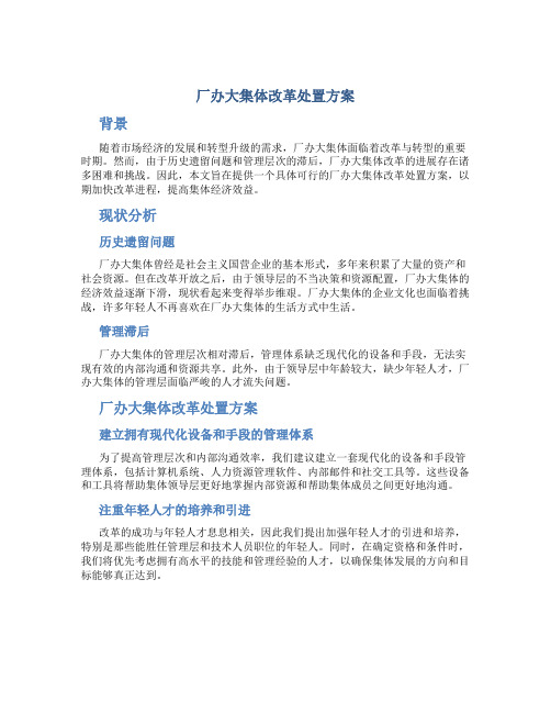 厂办大集体改革处置方案