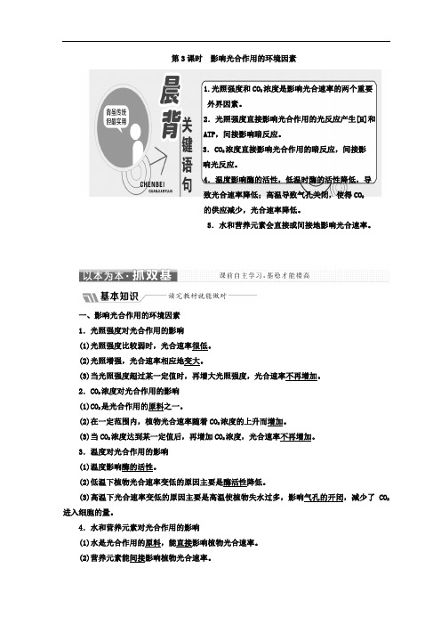 2019-2020学年高中生物苏教版必修1教学案：第四章 第二节 第3课时 影响光合作用的环境因素 Word版含答案