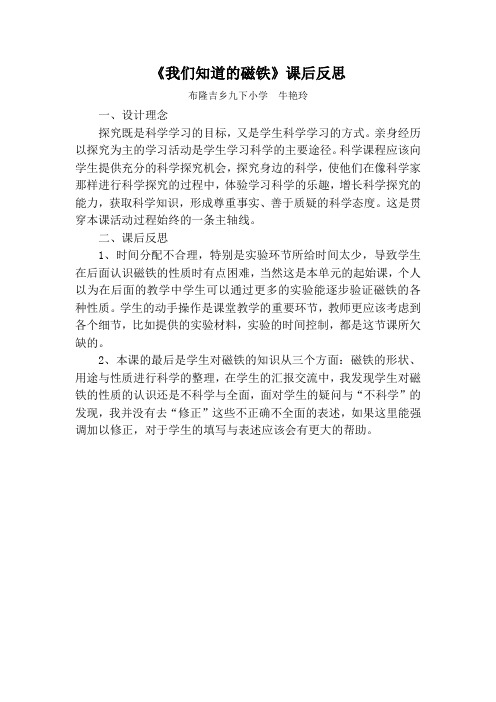 《我们知道的磁铁》课后反思