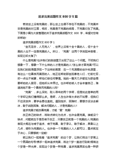 追求完美话题作文800字5篇