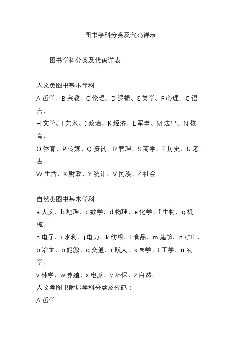 图书学科分类及代码详表