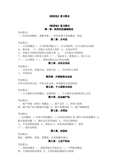 2012年山东省专升本《经济法》考前点题讲义及答案