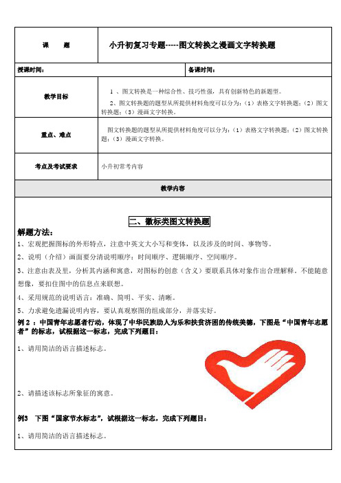 小升初复习专题图文转换之漫画文字转换题