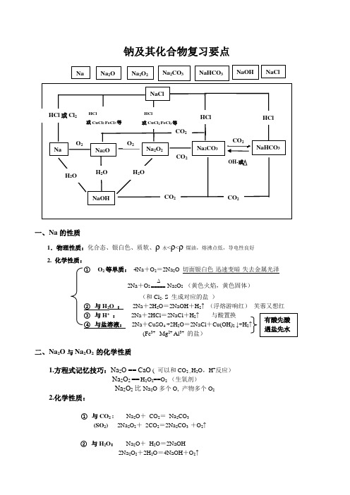 钠及其化合物知识点 高一化学