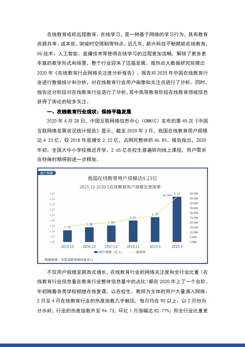 2020年在线教育行业网络关注度分析报告