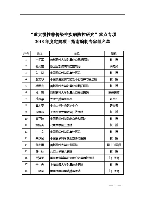 重大慢性非传染性疾病防控研究重点专项